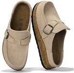 Project Cloud Genuine Leather Moccasin-Style Clogs for Women - Memory Foam and Water Resistant Mules Slip-on - Non-Slip and Durable Clogs Casual Shoes for Women Footwear (Carline, STONSUEDE,7.5)