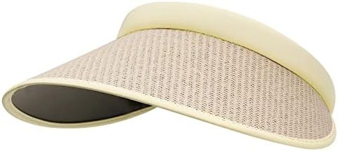 CLAPE Sun Visors for Women Uv Protection Woven Beach Visor Hat Womens Wide Brim Straw Sun Visor Clip On, Beige