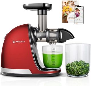 AMZCHEF Cold Press Juicer Machines, Slow Masticating Juicers for Whole Fruits and Vegetables, High Juice Yield, No BPA, with 2 Cups and Recipe, Classic Red