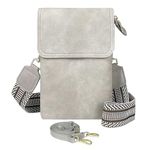 HOPSOOKEN Small Crossbody Cell Phone Bags for Women Designer Girls Vegan Leather Cell Phone Purses with 2 Adjustable Straps, Lightgrey