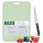 Gintan Flexible TPU Chopping Board, BPA Free with Knife and Juice Groove, Scratch Resistant Flexible Chopping Boards for Kitchen, Dishwasher Safe, Grippy Handle, Non-Slip (Green)