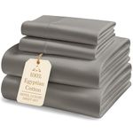 100% Egyptian Cotton Bed Sheets - 1000 Thread Count 4-Piece Charcoal Queen Sheets Set, Long Staple Cotton Bedding Sheets, Sateen Weave, Luxury Hotel Sheets, 16" Deep Pocket (Fits Upto 17" Mattress)