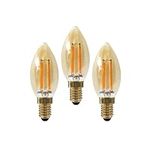 paul russells LED Filament Candle Light SES Small Edison Screw E14, 35w Equivalent Replacement 4.5W 400LM LED C35 Bulbs, 2200K Amber, Energy Saving Non–Dimmable Chandelier Lamps, Pack of 3