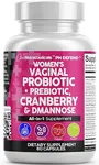 Vaginal Probiotics For Women + Prebiotics 20 Billion Cranberry Pills 30,000mg w/ D-Mannose 500 mg for Urinary Tract Health pH Balance - Womens Probiotic Vitamins for Vaginal Health Supplements Pills