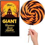 Halloween Candy - Giant Swirl Lollipop, 14 Inch Halloween Lollipop Individually Wrapped, Fun Halloween Kids Stuff, Black Orange Halloween Candy for Kids, Ideal Giant Lollipop for Halloween.