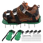 Lawn Aerator Shoes JSHANMEI Loose Soil Garden Aerators with 26 Stainless Steel Shove and 4 Secure Woven Straps Spiked Aerating Sandals for Inflating The Lawn and Yard Patio Lawn Garden Universal Size