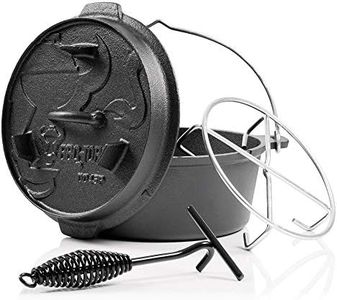 BBQ-Toro Dutch Oven Premium Serie | 4,2 Liter (DO45P), Topf ohne Füße | bereits eingebrannt - preseasoned | Verschiedene Größen | Gusseisen Kochtopf | Bräter mit Deckelheber