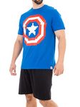 Marvel Mens Captain America Pyjamas Blue Size X-Large