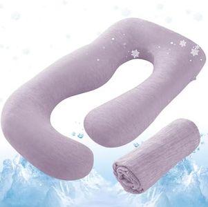 Sasttie Cooling Pregnancy Pillow Cover, 57-inch U Shaped Pregnancy Pillow Case, Fits 55 to 57 Inch Maternity Pillow, Lavender Purple (No Pillow Insert)