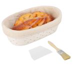 ASelected Oval Bread Rising Basket 25Cm With Scraper Brush Cloth Bag For Professional And Home Bakers