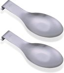 Vila KuChe Stainless Steel Spoon Rest for Kitchen Spoon Holder Counter Cooking Utensil Rest Spoon Heavy Duty Dishwasher Safe 2pcs(Silver)