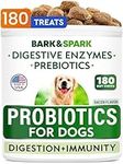 Dog Probiotics Chews - Gas, Diarrhea, Allergy, Constipation, Upset Stomach Relief, with Digestive Enzymes + Prebiotics - Chewable Fiber Supplement - Improve Digestion, Immunity - Made in USA - 180 Ct