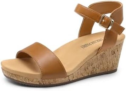 DREAM PAIRS Womens Open Toe Buckle Ankle Strap Platform Wedge Sandal, Camel/Pu-10 (Nini-8)
