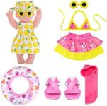 Kajaia 8 Pcs 18 Inch Doll Swimsuit Baby Doll Swimsuit Outfit Beach Themed Doll Swimming Play Sets with Swimming Circle Swimsuit Sunglasses Bag Shoes for Girl Dolls