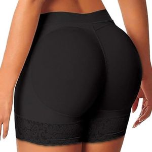 PALAY® Padded Underwear for Women Butt Lifter Seamless Booty Pads Panties Butt Enhancer Lace Boyshorts Shapewear, L, Black