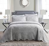 VCNY Home - Quilt Set, 3-Piece Plush Bedding with Matching Sham, Elegant Room Decor (Westland Grey, Full)