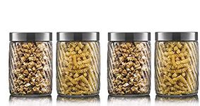 Ash & Roh® - Clear Glass Jar And Container With Air Tight Lid Storage of Spices and Dry Fruit (1200 ML BALLON, 6)