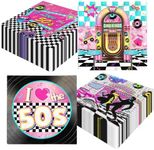 1950s Party Napkins Decorations,40Pcs 50's Theme Party Napkins Decorations Set 50’s Dinner Party Napkins Rock and Roll Napkins for Back to 50's Rocking Music Birthday Party Disposable Supplies