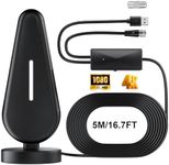 TV Aerial, High Gain Freeview Digital Indoor TV Aerial for Smart TV with Amplifier Signal Booster & Magnetic Support Base Portable TV Antenna for 4K 1080P HD Local Channels and All TV