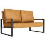 DKLGG Mid-Century Loveseats Sofa Couch, Solid Leathaire Loveseat Sofa, Upholstered Faux Leathaire Couch 2-Seat Metal Armchair, Lounge Accent Chair for Living Room, Small Space, Studio, Apartment