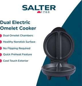 Salter Kuro Double Omelette Maker – Non-Stick, Deep Fill, PFAS Free, 750W