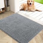 OLANLY Dog Door Mat for Muddy Paws, Absorbs Moisture and Dirt, Absorbent Non-Slip Washable Mat, Quick Dry Microfiber, Mud Mat for Dogs, Entry Indoor Door Mat for Inside Floor(40x32 Inches, Grey)