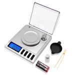 UNIWEIGH Milligram Scale 50g/001g,Compact Pocket Scale with 20g Calibration Weight,Jewelry and Gem Scale, Mg Scale for Powder Medicine,Reloading, Includes Scoop, Powder Pan and Tweezers