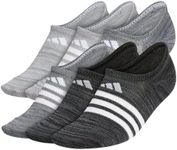 adidas mens Athletic Cushioned No Show Socks (6-pair), Black/Onix Grey/Grey, Medium