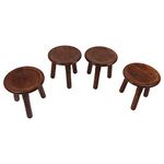 AMAZE SHOPPEE Modern End Table | Stool | for Living Room Side | Outdoor | Office Furniture Corner Table | Brown Round Tabletop with 3 Foldable Legs (4)- Real Wood