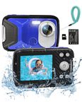 YEEIN 16FT Waterproo Camera, 30MP Underwater Digital Camera with 32G Card and Floating Strap, 18X Zoom Rechargeable Point and Shoot Camera for Snorkeling Swimming