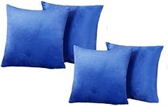 SWISSPACK 20x20 Velvet Soft Decorative Square Throw Pillow Case Cushion Covers Pillowcases for Livingroom Sofa Bedroom with Invisible Zipper!BIG SIZE! 20"x20" 4 Pieces (royal blue)