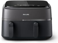 Philips Dual Basket Air Fryer - Healthy, Fast, and Versatile Cooking, 9L Capacity, Touchscreen, 2-Drawer Design (NA350/00)