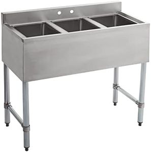 ROCKPOINT 3 Compartment 304 Stainless Steel Commercial Bar Sink