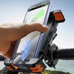 JOYROOM Bike Phone Holder [Hidden Tracker Storage] Phone Holder for Bike [1S Auto Lock] Phone Mount for Bike Bicycle Ebike Accessories Handlebar Phone Mount for All 5.8‘’-7.2" Phones, Orange