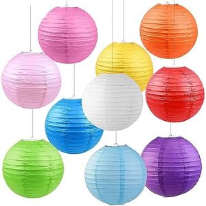 10 Pack 12" Chinese Paper Lanterns Decorative Colorful Chinese Hanging Decorations for Rainbow Party Classroom Ceiling Decoration (Multi-Color, 12-inch, Set of 10)