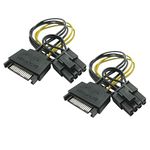 15-pin SATA to 8-pin (6+2) PCI Express Video Card Power Adapter Cable 7.8-inch (2 Pieces)