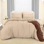 Utopia Bedding Double Duvet Cover Set - Duvet Cover Double with Embroidered Pillowcases - Soft Microfibre Polyester Bedding (Beige)