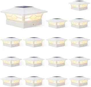 4x4 Solar Fence Post Cap Lights for Vinyl Fence, Outdoor Deck Lights - Warm/Cool White Lighting, Waterproof Decorate Garden Pathway