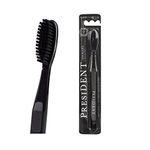 PRESIDENT Smokers Toothbrush - Made for Smokers or Heavy Stains - 9 MIL (Black/Black)