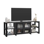 Panana 2Doors TV Stand Television Stands Cabinet with 8 Cubby Storage Cabinets for Living Room Bedroom for TVs up to 70 Inches (Black)