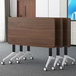 XXINGEM Folding Conference Tables with Flip-Top Design for Dynamic Meetings, Mobile Seminars, and Training Sessions in Offices, Classrooms, and Conference Rooms (Walnut, 63×23.6×29.5in)