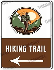 Metal Tin Sign Metal Sign Aluminum Sign Hiking Trail Left Arrow Activity Sign Campground Signs Post Sign for Driveway for Backyard Garage Man Cave Shed Office Craft Room 6x8inch