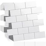 DICOFUN 10-Sheet Polished White Thick PVC Peel and Stick Backsplash, Ceramic Look Subway Tile White Kitchen Backsplash Peel and Stick Wall Tiles