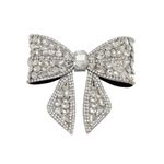 Munavi Premium Crystal Bow Hair Clip for Women | Rhinestone Embellished Designer Hair Accessory | Elegant Party, Wedding, Festive & Special Occasion Hair Pin for Girls and Women (Silver)