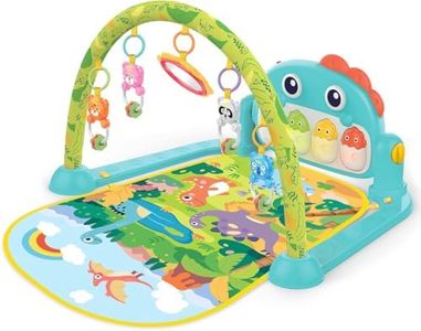 UNITSLYZ Baby Gym Play Mat with Piano, Tummy Time Mat Toys with 5 Infant Learning Sensory Baby Toys, Musical Activity Center with Lights Sounds, Motor Development, Baby Toys Birthday Gifts for Toddler Infant 0-3-6-9-12 Months