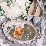 LZYMSZ Decorative Mirror Tray, Vintage Oval Display Tray for Perfume, Makeup, Jewelry, Cosmetic Tray, Serving Tray for Dressing Room, Bedroom, Living Room,Grey Gold