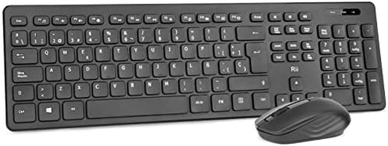 Rii RK200 2.4Ghz Combo Ratón y Teclado Inalámbrico para Android/Windows/Mac/Linux y Otros Dispositivos con USB-QWERTY Español,Color Negro