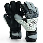 EFAH SPORTS Football Goalkeeper Gloves For Kids Boys Children Youth Soccer Goaile Glove With Fingersave and Double Wrist Protection Strong Grip Palms (Size 4 suitable for 6 to 9 years old, Grey)