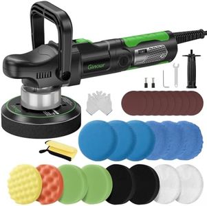 Ginour Polisseuse Orbitale 1200W pour voiture, 6 vitesses réglables (2000-6400 OPM), lustreuse polisseuse voiture avec poignée en D et poignée latérale, plateau de ponçage 150 mm / 6 pouces