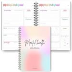 Mental Health Journal | Daily Gratitude, Self Care, Intentions, Affirmations and Nutrition - A5 Pastel Rainbow